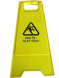 Advarselsskilt glat gulv - undgå faldulykker