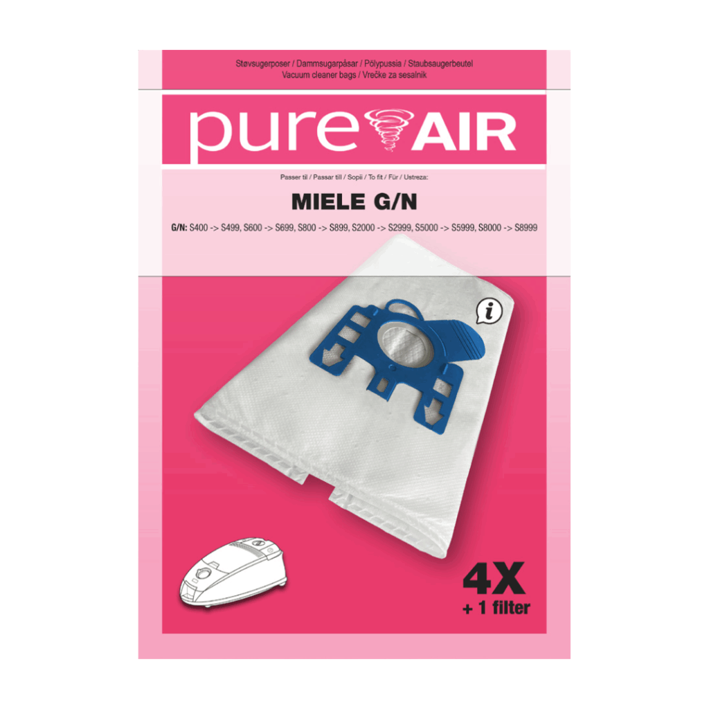 alt="Miele G N støvsugeposer Pure Air 4 poser + 1 filter"