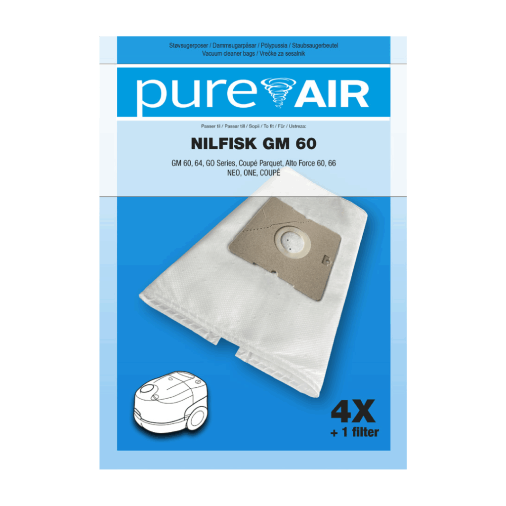 alt="Nilfisk GM60 støvsugeposer Pure Air 4 poser + 1 filter"