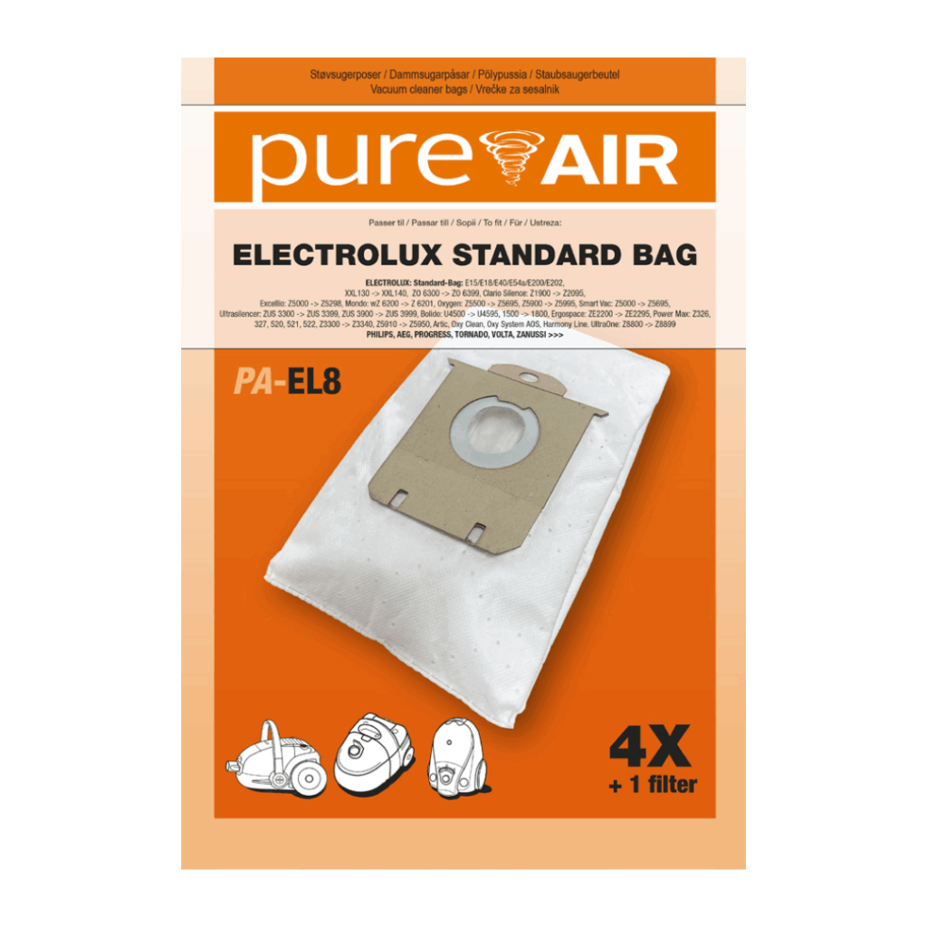 alt="Electrolux støvsugeposer Standard Bag Pure Air 4 poser + 1 filter"