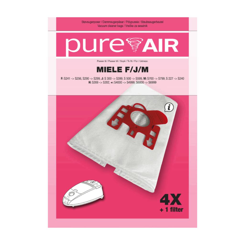 alt="Miele F J M støvsugeposer Pure Air 4 poser + 1 filter"