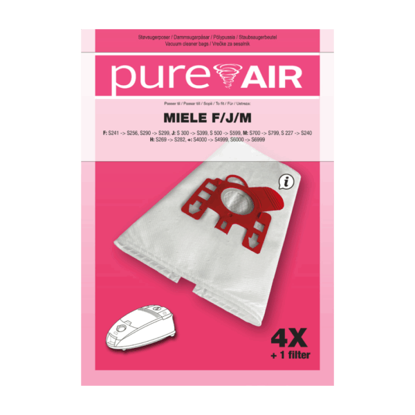 alt="Miele F J M støvsugeposer Pure Air 4 poser + 1 filter"